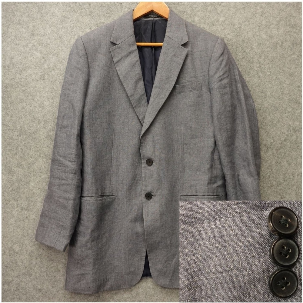 European Linen Sports Coat Mens 38R Slim Blue Italian Custom Jacket STUDIOSUITS